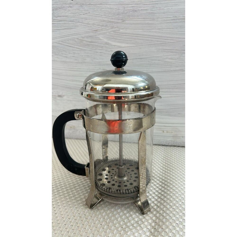Single Serve Coffee French Press 1.5 Cup Black and Chrome Travel
